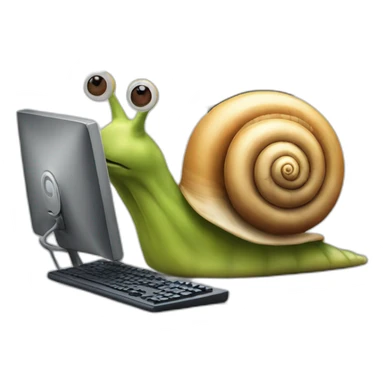 a snail with a computer sticker