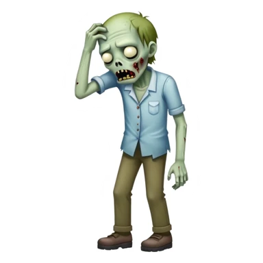 A tired zombie, full-length, not really scary, more like sad sticker