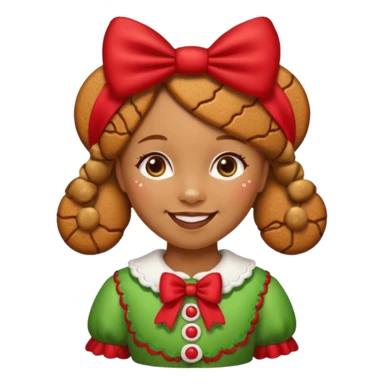 Christmas cookie with arms and legs but make it a girl, wearing red bow on her head sticker
