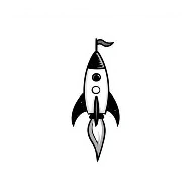 hand-drawn doodle of a rocket ship sticker