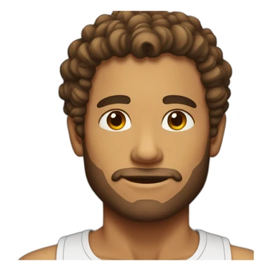 tanned man with a small beard and curly hair just on top sticker