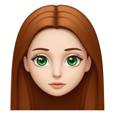 Girl with dark green eyes, light eyebrows and long brown straight hair sticker
