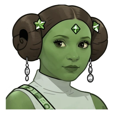 Princess Leia wearing cash and diamonds sticker