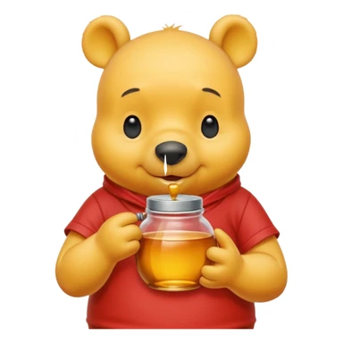 ursinho Pooh holding honey pot yellow red shirt simple sticker