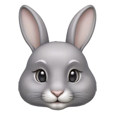 Cinematic Noble Grey Rabbit Portrait Emoji, Poised and regal, with a compact, graceful build and a smooth, elegant grey fur, long, delicate ears and deep-set soulful grey eyes, Simplified yet sharp and sophisticated features, highly detailed, glowing with a soft, dignified glow, high shine, intelligent and serene, stylized with an air of refined subtlety, focused and attentive, soft glowing outline, capturing the essence of a watchful and confident companion, so majestic it feels as though it could hop out of the screen with effortless authority! sticker