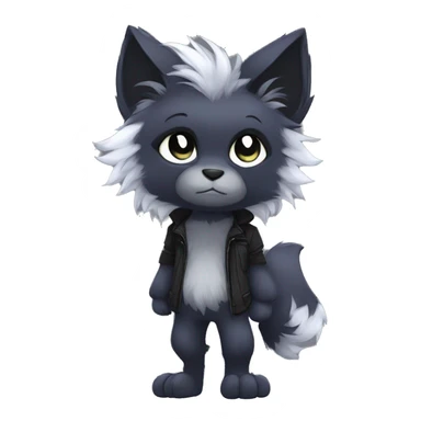 Anthro Dark Edgy Cool Shy Grumpy Fluffy FurSona Fakemon Full Body sticker