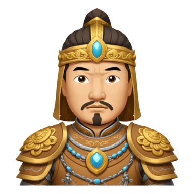 portrait of Genghis Khan in armor rotated 45 degrees to the right sticker