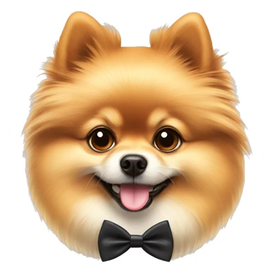 Pomeranian with a bowtie sticker