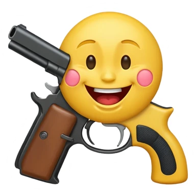 Laughing emoji with gun facing it  sticker