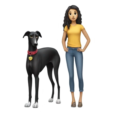 Black greyhound with dark hair girl sticker