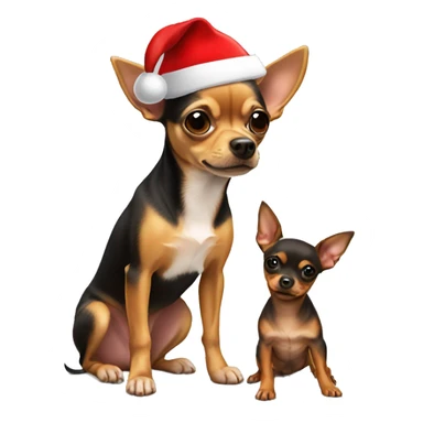 A blonde chihuahua and a miniature Pinscher wearing Santa hats  sticker