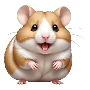 Cinematic Cute Yawning Brown and White Banded Hamster Portrait Emoji, Head tilted slightly with a dramatic, wide-open yawn, revealing a soft, banded fur of brown and white with tiny droopy ears, round dark eyes barely open in drowsy contentment, Simplified yet irresistibly adorable features, highly detailed, glowing with a soft, cozy glow, high shine, relaxed yet expressive, stylized with a touch of whimsy, bright and endearing, soft glowing outline, capturing the essence of a sleepy yet affectionate hamster, so drowsy it feels like it could stretch out of the screen and curl up for a nap! sticker