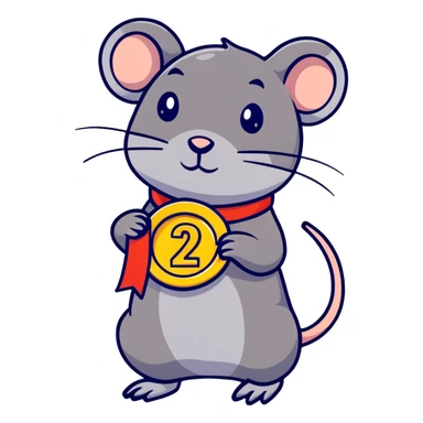 rat with a gold medal and ribbon sticker