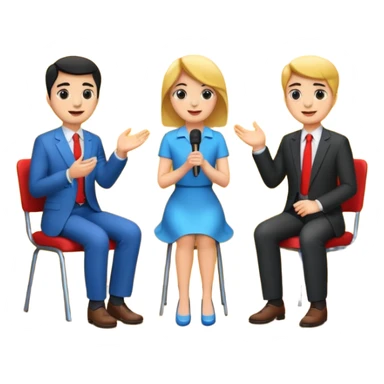 interview, three people, on stage sticker