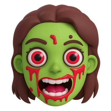 Make the female zombie's skin green, keep the original style exactly as is, no background. sticker