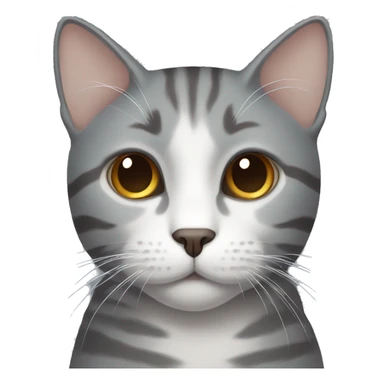 gray cat with white stripes and brown eyes sticker