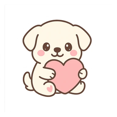 smiling white retriever embracing beautiful pink heart pillow, radiating cuteness sticker