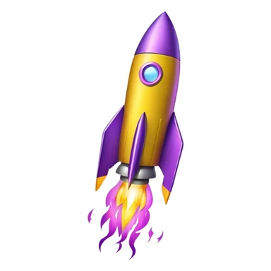 yellow rocket with purple fire flying in cosmos sticker