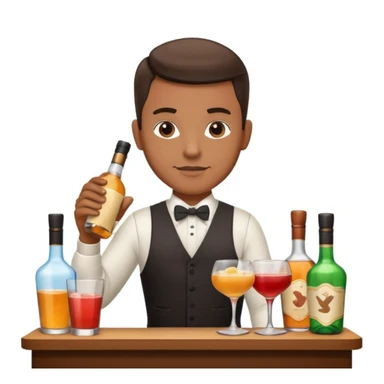 bartender mixing drinks, club backgroudn with bottles sticker