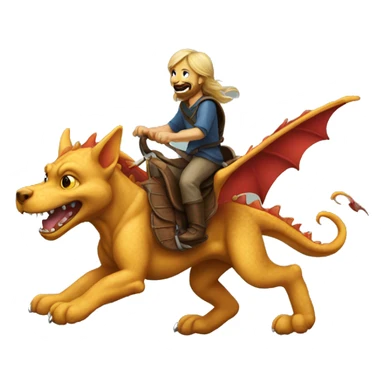 a dog riding a dragon sticker