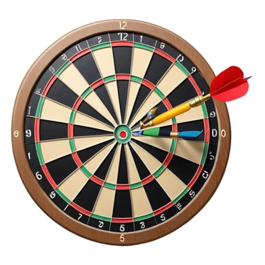A dartboard with darts firmly stuck in the bullseye, surrounded by the colorful sections of the target. The background conveys a competitive atmosphere, with a subtle focus on precision and skill in the game of darts. sticker