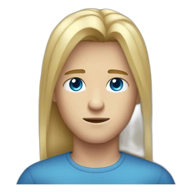 blue-eyed male frowning teenager long straight blond hair sticker