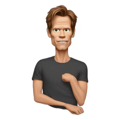 kevin-bacon cartoon wearing tee sticker