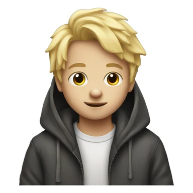 blonde boy in hoodie portrait sticker