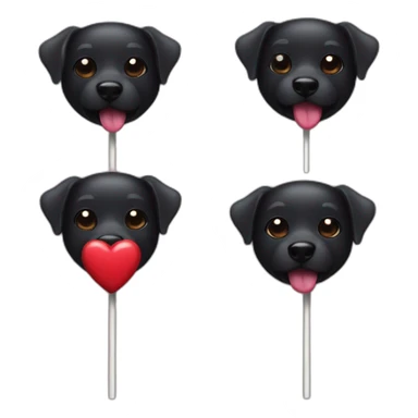 Black Dog and heart lollipop sticker