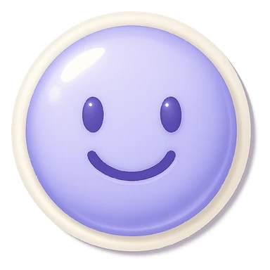 Create a smiley face emoji with a simple and friendly expression using the color #D5D6F6, matching the style of the provided reference image. Keep the background transparent. sticker