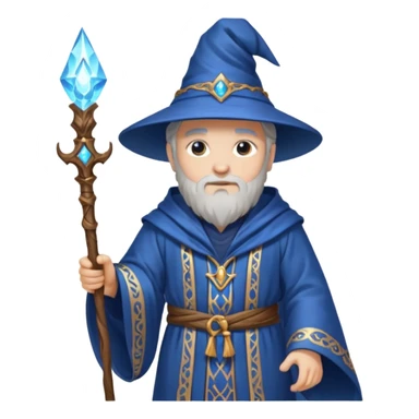 wizard holding glowing staff. sticker