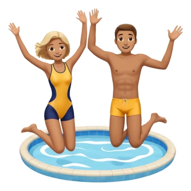 man and woman jumping into pool pool smiling  sticker