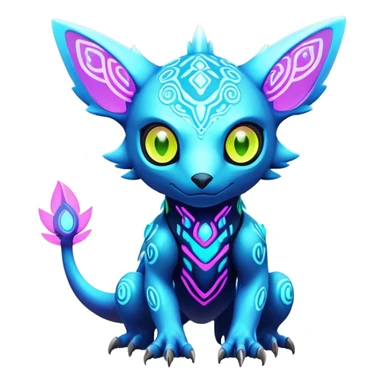  exotic futuristic lush cozy warm-colored modern colorful neon-colored cyber-Fakémon-Digimon-Trico-creature sticker