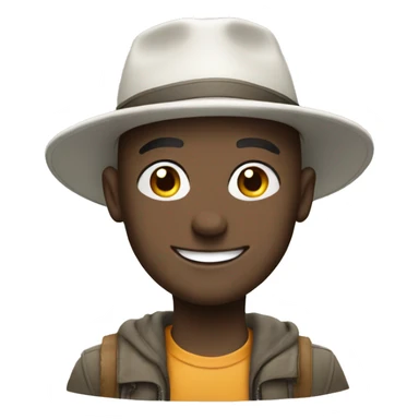 smiling white young bald man outdoors with hat sticker