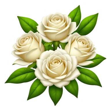bouquet White Tea Rose, luxuriant, leaf, bud sticker