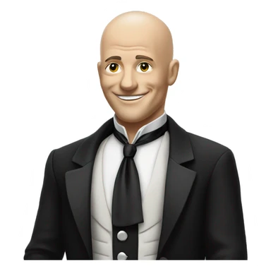 smiling bald man portrait monochrome with cash in hand and wearing a tuxedo sticker