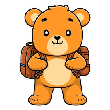 Colorful bear with backpack sticker sticker