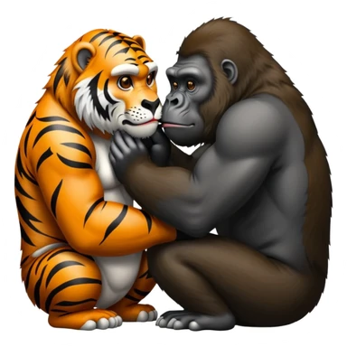 Tiger kissing a gorilla sticker