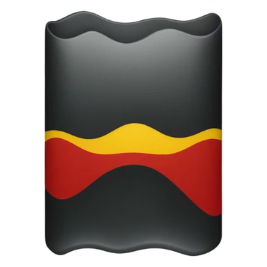 A wavy black and red rectangle with a medium sized yellow circle in the middle sticker