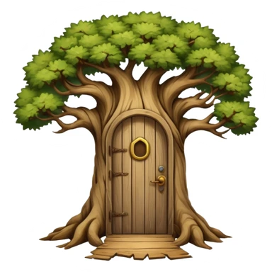 large and old tree with door sticker