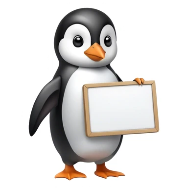 Penguin holding a blank sign sticker