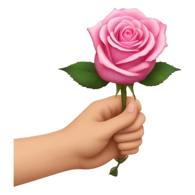 An image of a hand holding a pink rose, with a thorn piercing the skin, showing , symbolizing the pain of beauty or love sticker
