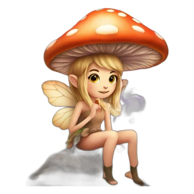 cute mushroom fairy smoking herbs sticker