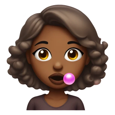 Sassy brown skin girl rolling her eyes blowing a bubble with gum sticker
