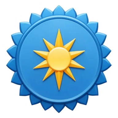 “An emoji-style image of a Facebook-like verified badge. It should be a bright blue, scalloped circle (starburst shape) with a white check mark in the center. The design should be clean, minimal, and modern, similar to official social media verification icons sticker