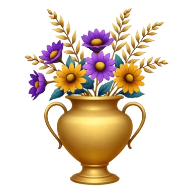 dried flowers in a golden vase sticker