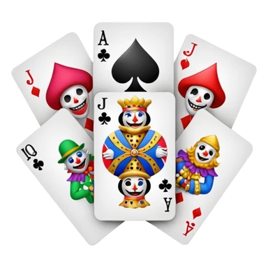 bunch of poker cards, with jolly jokers inside sticker