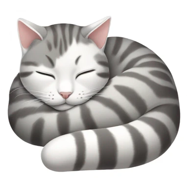 gray and white tabby cat sleeping  sticker