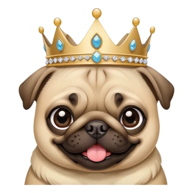 Pug wearing tiara  sticker