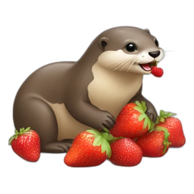 Loutre qui mange une fraise sticker